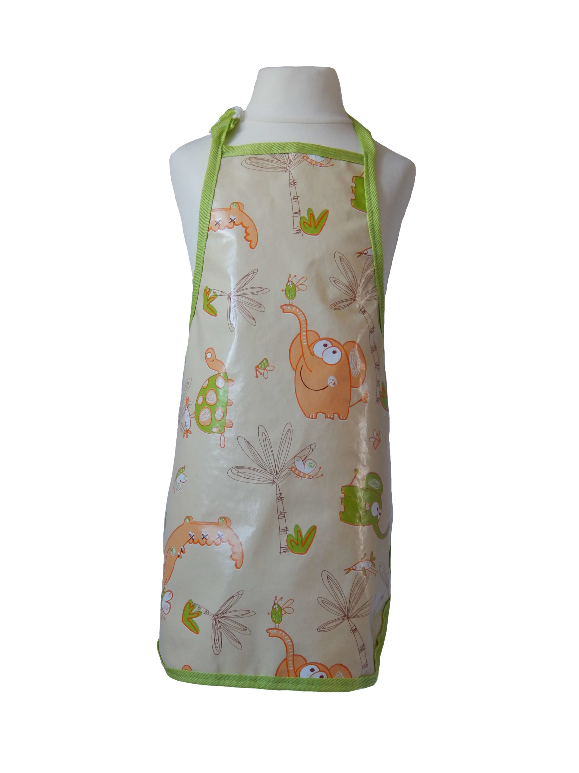 alligator and elephant lime Jungle apron with lime straps