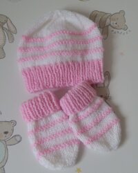 hat & mitts sets pink and white