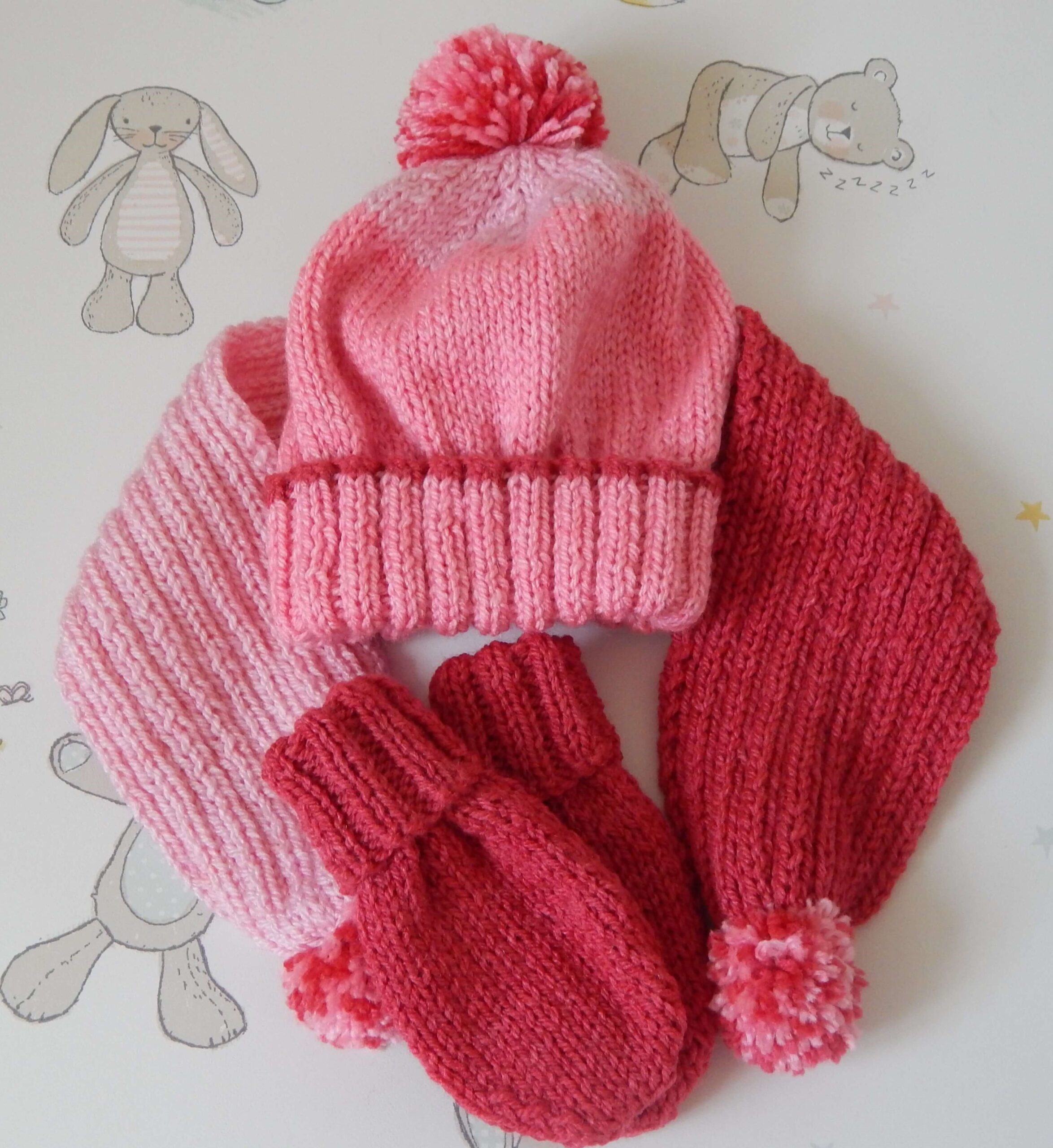 baby hat scarf and mitts pink gradual 3 hat scarf & mitts pink 0-6m