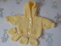 premature baby set of hooded jacket mitts and boots