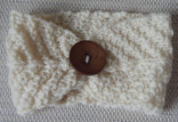 handknitted cream earwarmers