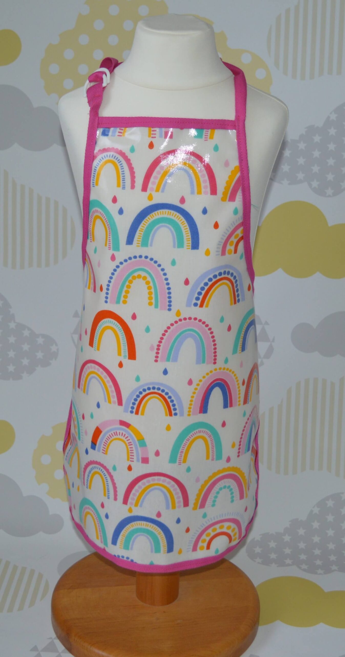 Rainbow fuschia Oilcloth apron rainbow fuschia