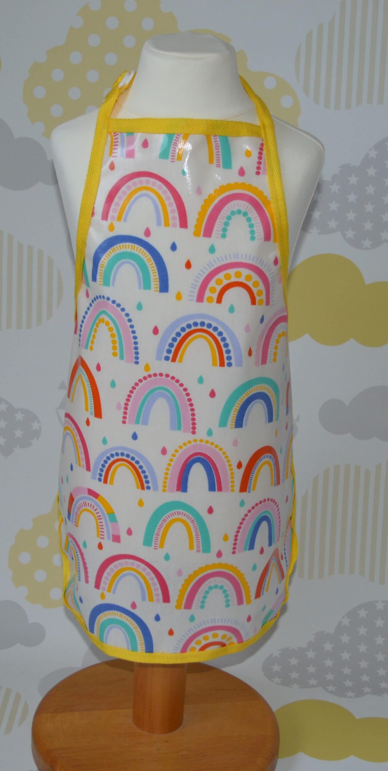 Rainbow yellow Oilcloth apron rainbow yellow