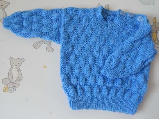 B252 baby jumper blue button shoulder