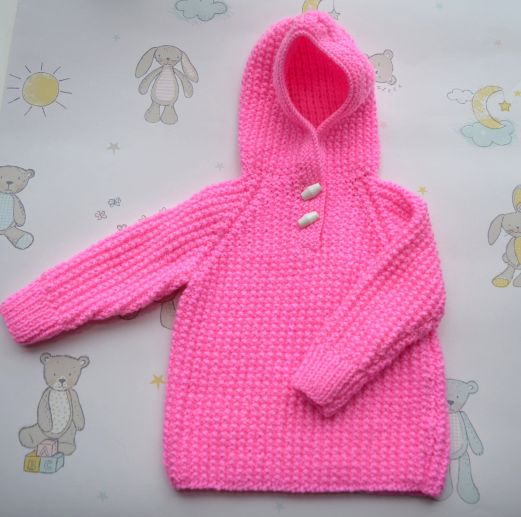 B315 baby jumper hooded bright pink