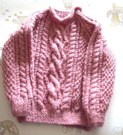 B350 baby cable jumper pink aran