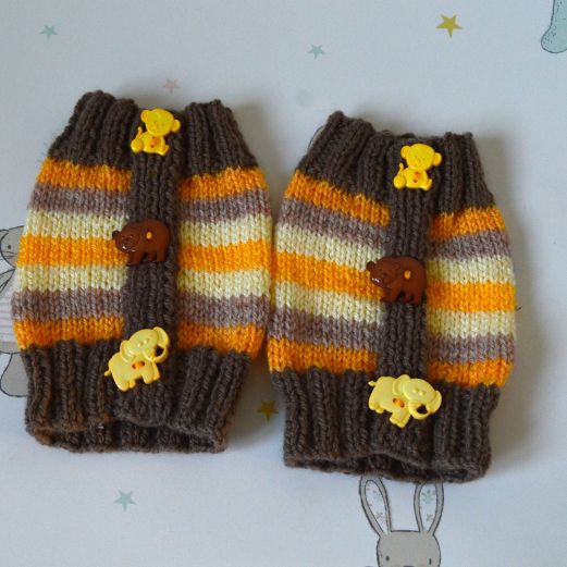 B267 baby leg warmers brown stripe