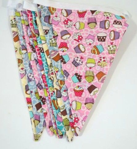 H420 Bunting fabric multi cupcakes assorted